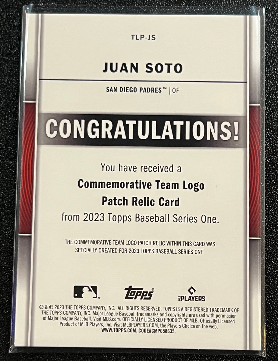 2023 Topps Series 1 Juan Soto Commemorative Team Logo Patch Relic