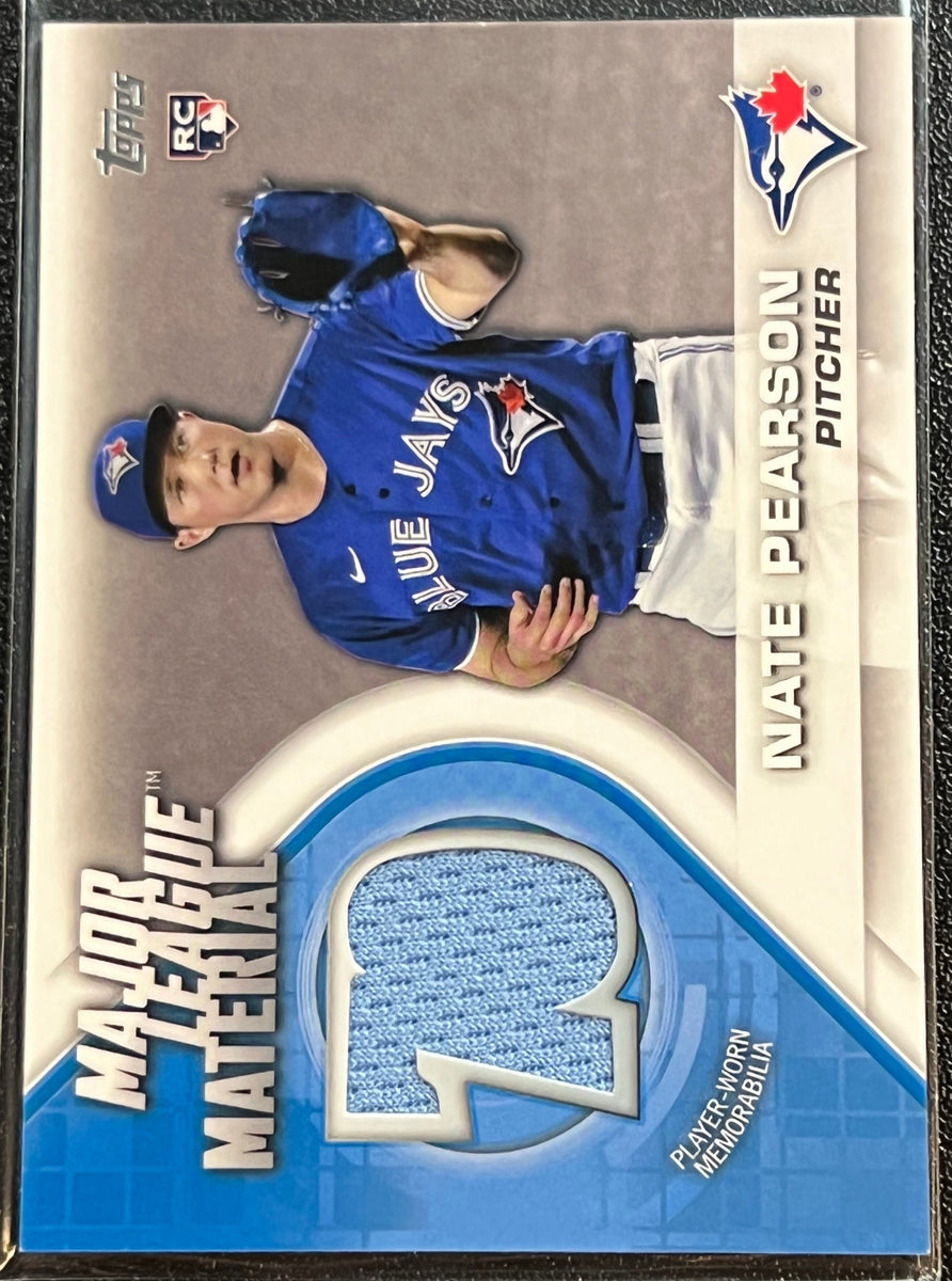 Nate Pearson player worn jersey patch baseball card (Toronto Blue