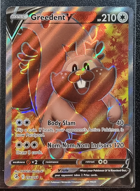 Greedent V - Pokemon Fusion Strike FULL ART Holo Foil Ultra Rare #256/264