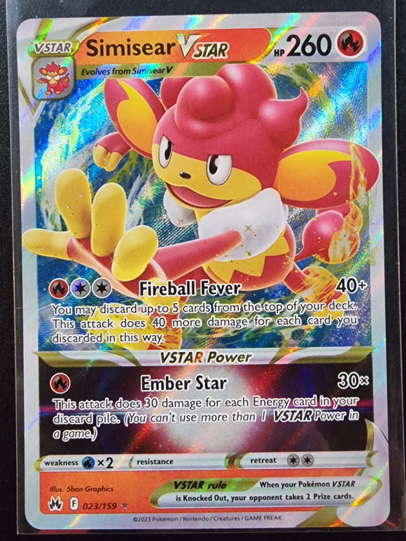 Simisear VSTAR - Pokemon Crown Zenith Holo Foil Ultra Rare #023/159