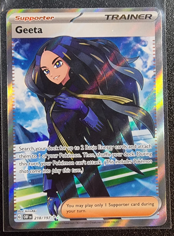 Geeta Trainer - Pokemon Obsidian Flames FULL ART Holo Foil Utra Rare #218/197