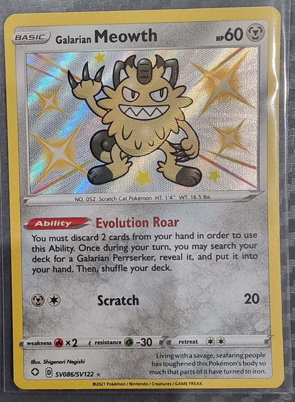 Galaraian Meowth - Pokemon Shining Fates Shiny Vault Holo Rare #SV086/SV122