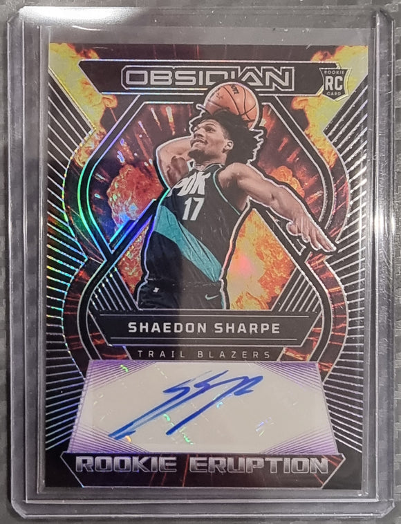 Shaedon Sharpe RC #/75 - 2022-23 Panini Obsidian NBA Rookie Eruption Auto # RE-SPT