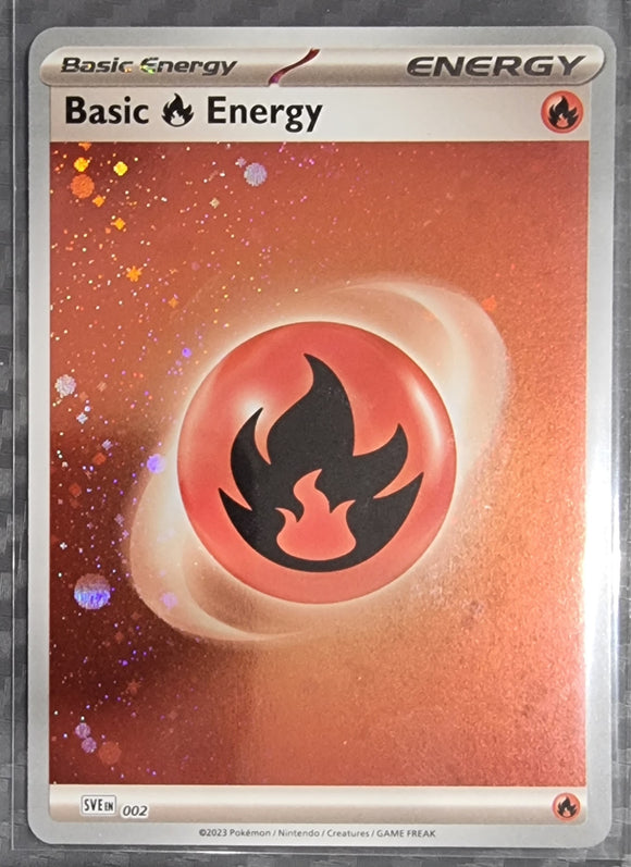 Basic Fire Energy - Pokemon 151 English Galaxy Holo Foil Rare #SVE 002