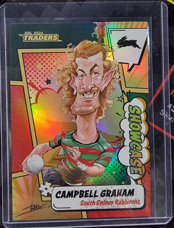 Campbell Graham #/60 - 2024 NRL Traders Titanium Showcase Caricatures Gold CASE HIT