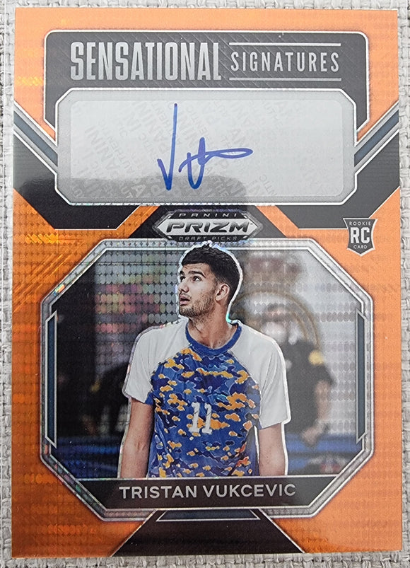 Tristan Vukcevic - 2023 Panini Prizm Draft Picks Sensational Signatures ORANGE PULSAR