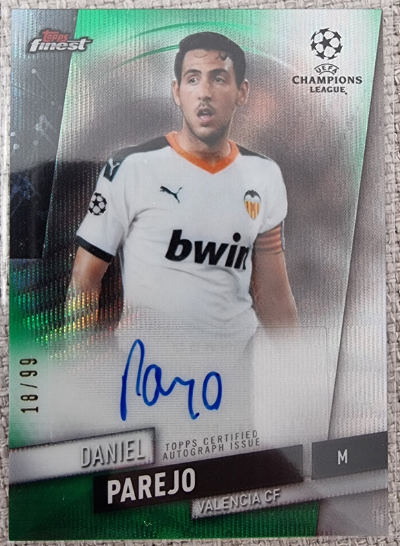 Daniel Parejo #/99 - 2019-20 Topps Finest UCL Soccer Auto GREEN PARALLEL #FA-DP