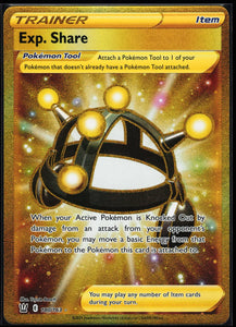 Exp. Share Trainer - Pokemon Battle Styles FULL ART GOLD Holo Foil Secret Rare #180/163