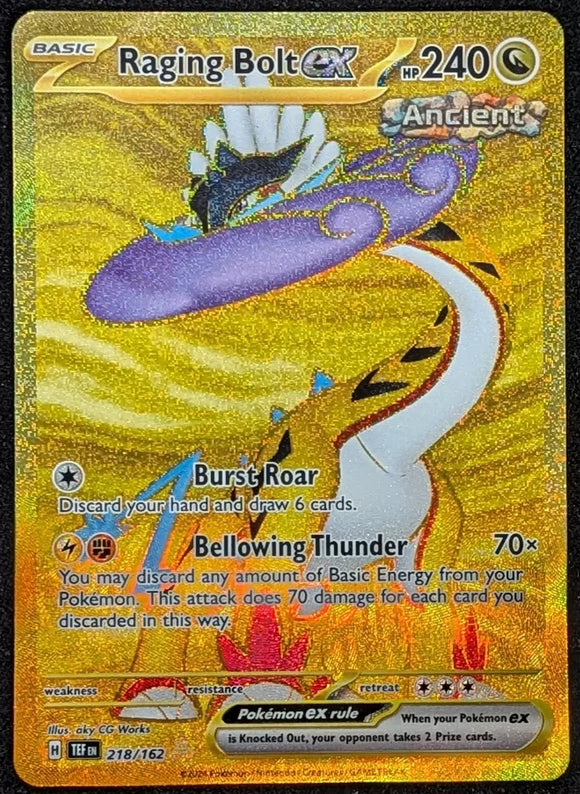 Raging Bolt EX - Pokemon Temporal Forces FULL ART GOLD Hyper Rare #218/162