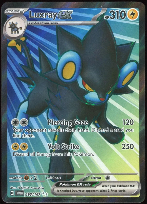 Luxray EX - Pokemon Twilight Masquerade FULL ART Holo Foil Ultra Rare #195/167