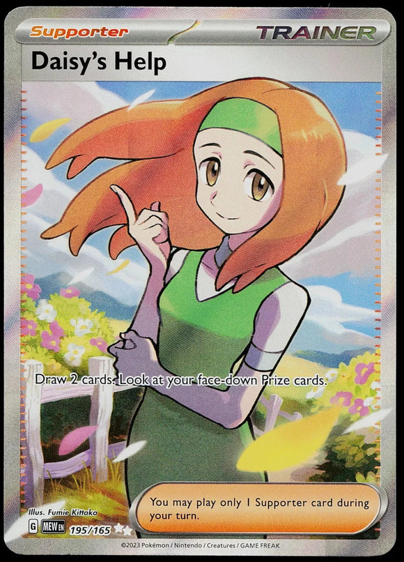 Daisy's Help Trainer - Pokemon 151 English FULL ART Holo Foil Ultra Rare #195/165