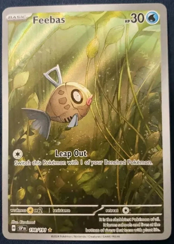 Feebas - Pokemon Surging Sparks FULL ART Holo Illustration Rare #198/191