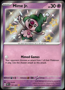 Mime Jr. - Pokemon Paldean Fates Holo Foil Baby Shiny Rare #157/091