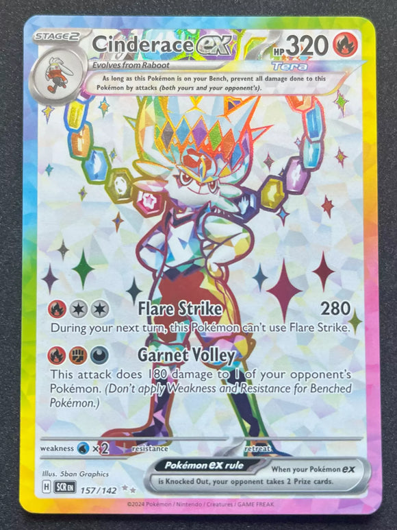 Cinderace EX - Pokemon Stellar Crown FULL ART Holo Foil Ultra Rare #157/142