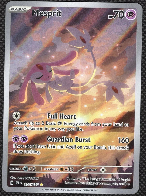 Mesprit - Pokemon Surging Sparks FULL ART Holo Illustration Rare #204/191