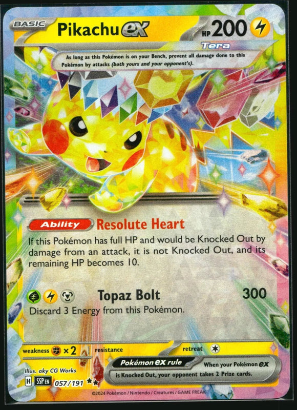 Pikachu EX - Pokemon Surging Sparks Holo Foil Double Ultra Rare #057/191