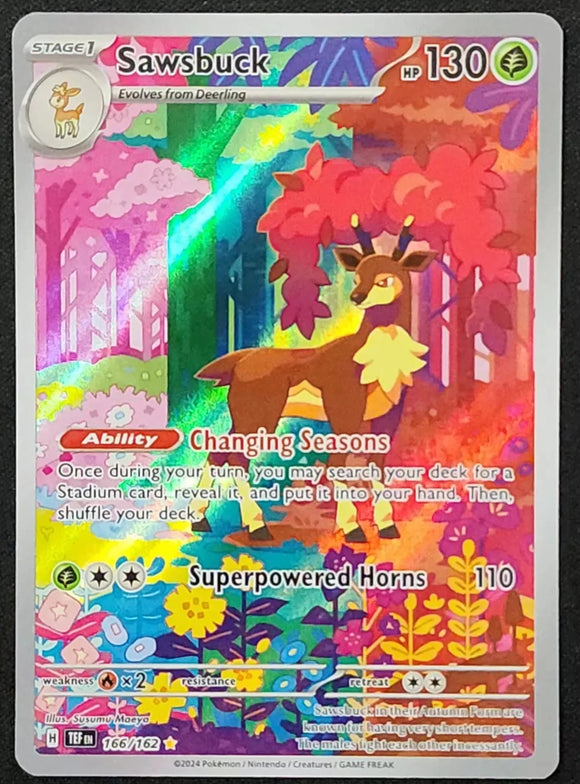 Sawsbuck - Pokemon Temporal Forces FULL ART Holo Illustration Rare #166/162