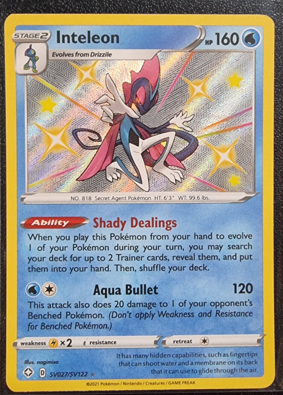 Inteleon - Pokemon Shining Fates Foil Shiny Rare #SV027/SV122