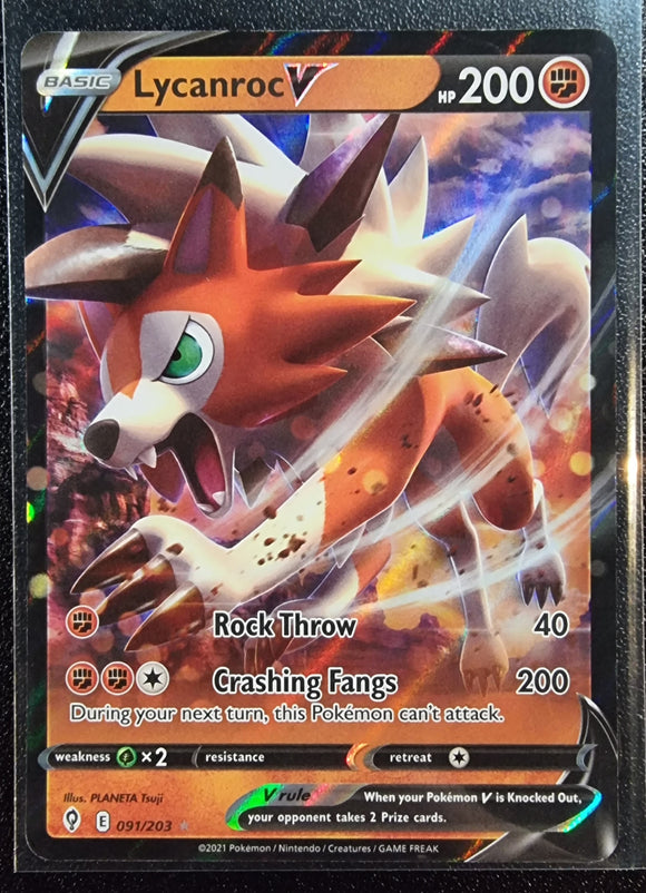 Lycanroc V - Pokemon Evolving Skies Holo Foil Ultra Rare #091/203