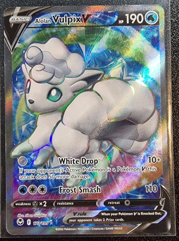 Alolan Vulpix V - Pokemon Silver Tempest FULL ART Holo Foil Ultra Rare #173/195