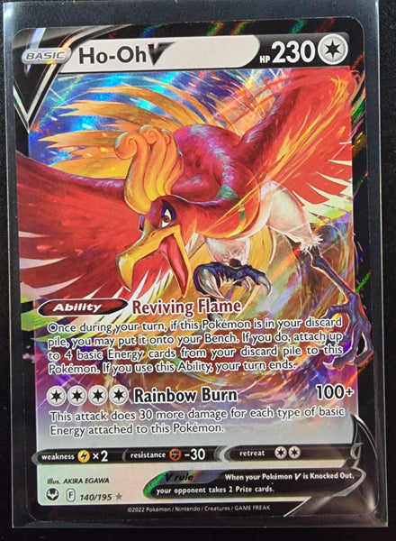 Ho-Oh V 140/195 HP230 Holo Rare Pokemon Card TCG - Silver Tempest Set