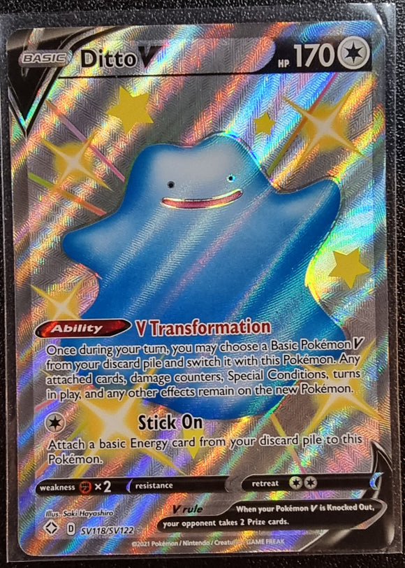 Ditto V - Pokemon Shining Fates Full Art Holo Foil Shiny Rare #SV118/SV122