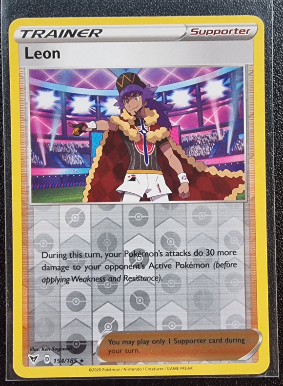 Leon Trainer - Pokemon Vivid Voltage Reverse Holo Foil Rare #154/185