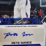 Pete Nance #/30 - 2022-23 Leaf Basketball Autograph Blue