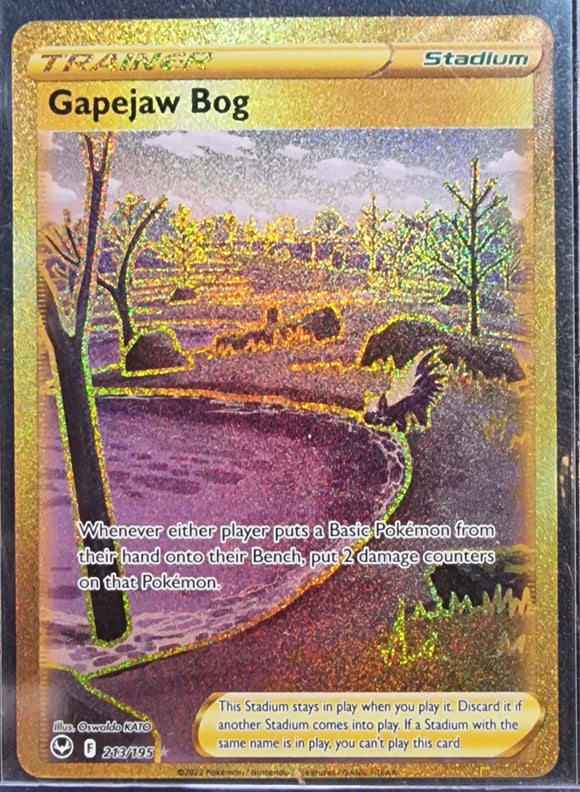 Gapejaw Bog Trainer - Pokemon Silver Tempest Gold Holo Foil Secret Rare 213/195