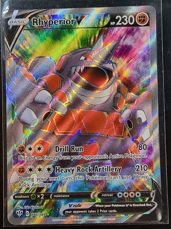 Rhyperior V - Pokemon Darkness Ablaze FULL ART Holo Ultra Rare #181/189