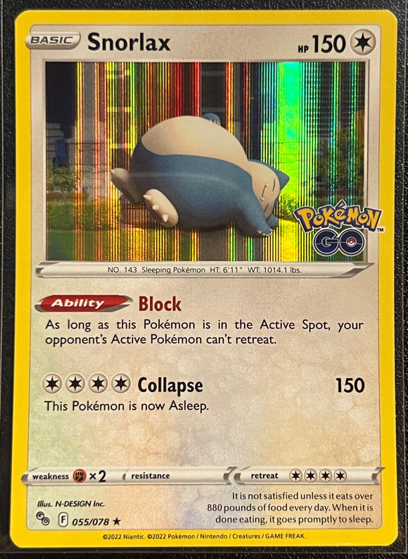 Snorlax - Pokemon GO Holo Foil Rare #055/078